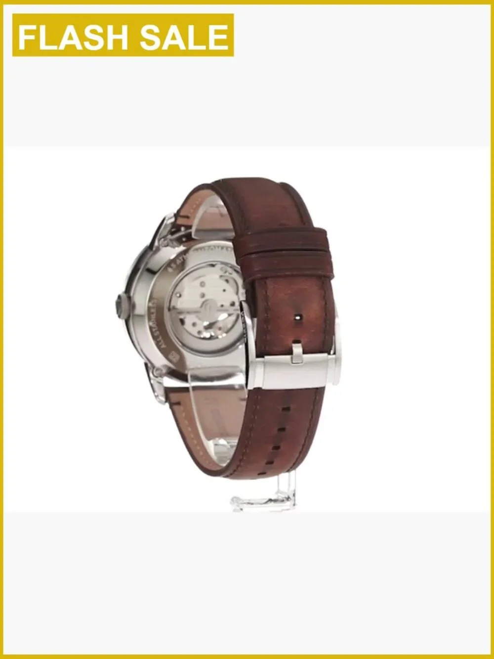 Men's Automatic Skeleton Watch 44mm Leather Strap Self-Winding